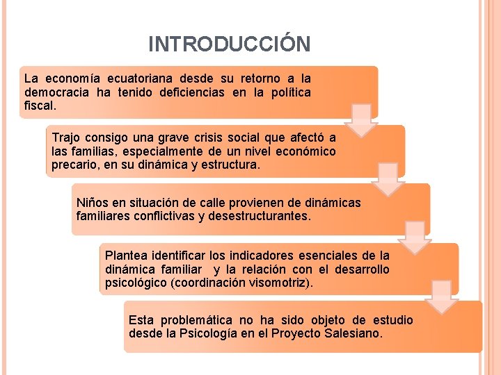 INTRODUCCIÓN La economía ecuatoriana desde su retorno a la democracia ha tenido deficiencias en