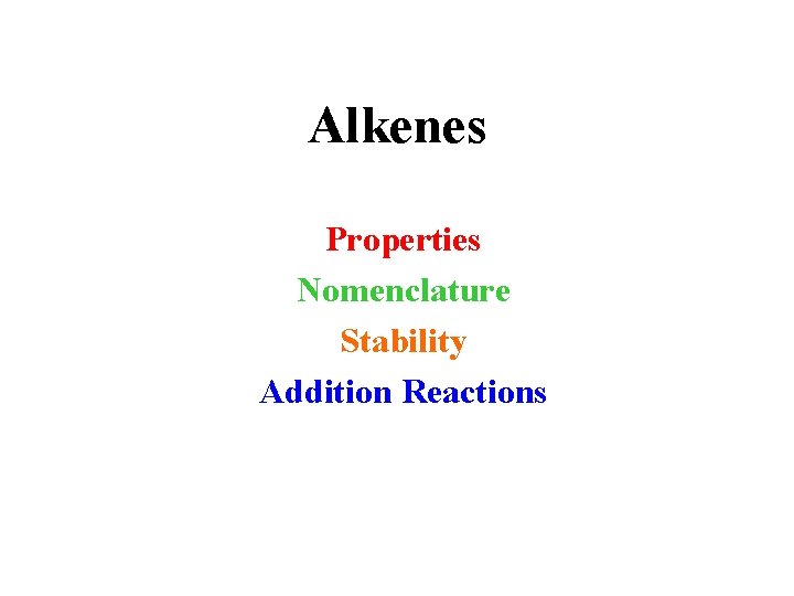 Alkenes Properties Nomenclature Stability Addition Reactions 