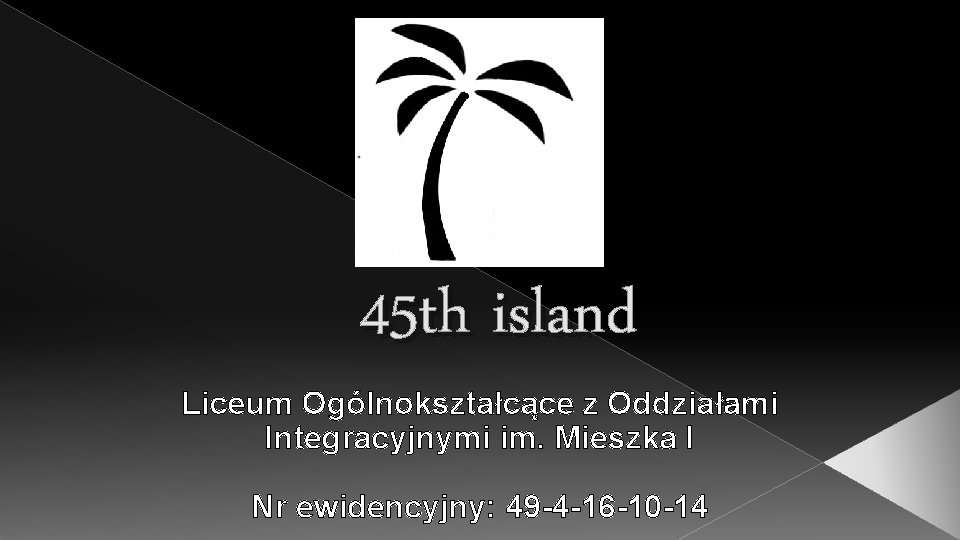 45 th island Liceum Ogólnokształcące z Oddziałami Integracyjnymi im. Mieszka I Nr ewidencyjny: 49