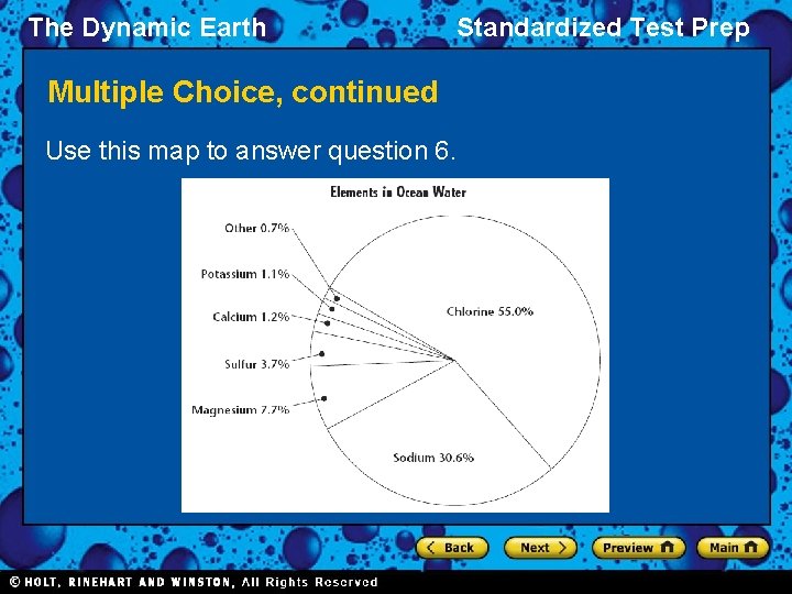 The Dynamic Earth Standardized Test Prep Multiple Choice, continued Use this map to answer