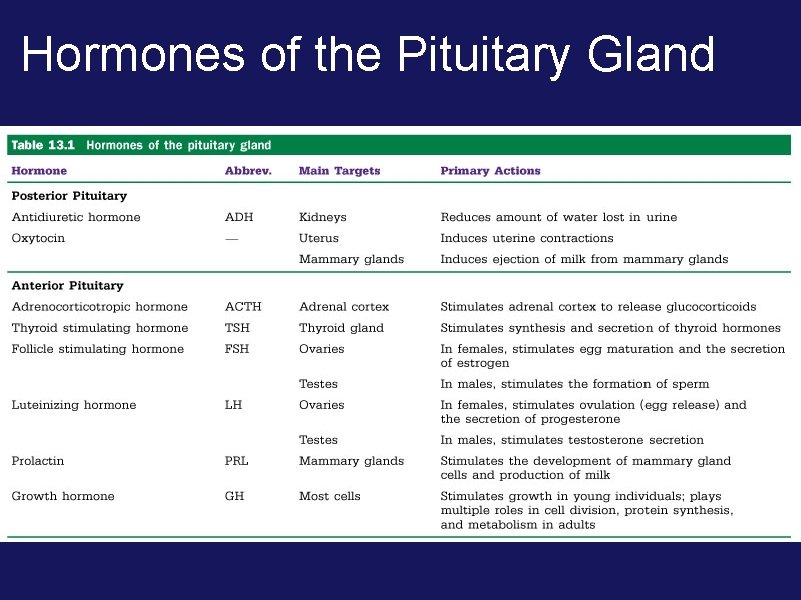 Hormones of the Pituitary Gland 