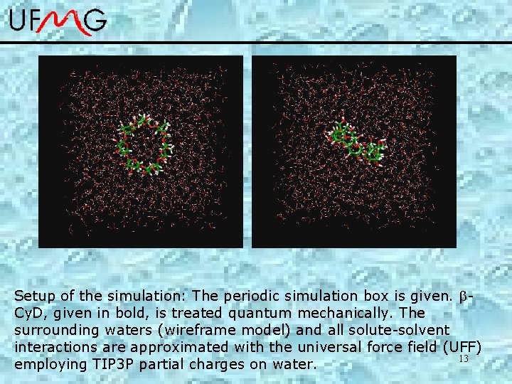 Setup of the simulation: The periodic simulation box is given. Cy. D, given in