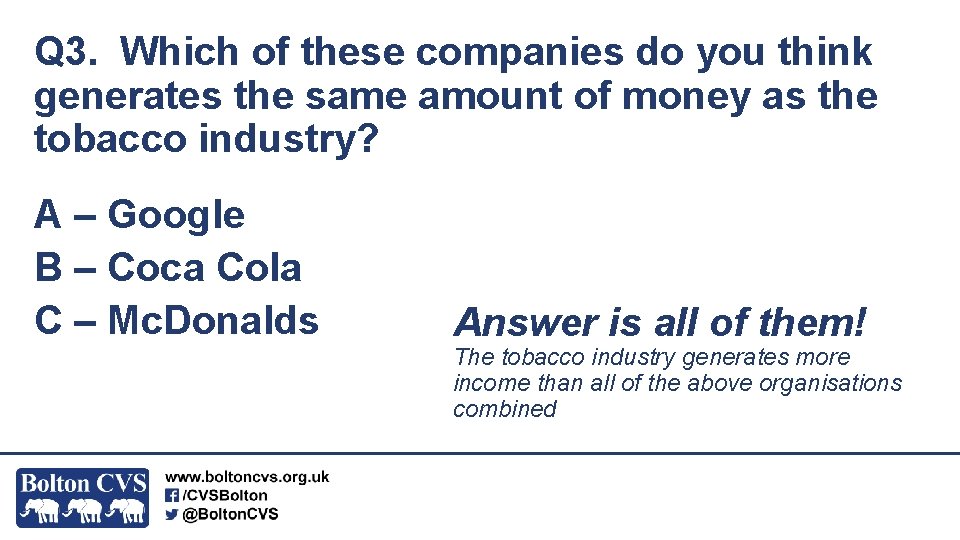 Q 3. Which of these companies do you think generates the same amount of