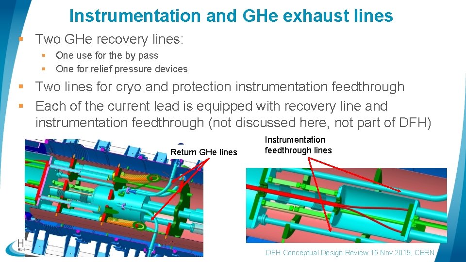 Instrumentation and GHe exhaust lines § Two GHe recovery lines: § § One use