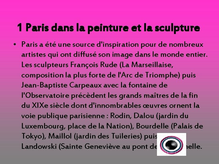 1 Paris dans la peinture et la sculpture • Paris a été une source