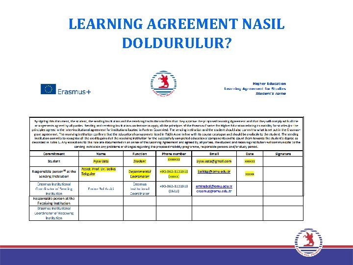 LEARNING AGREEMENT NASIL DOLDURULUR? 