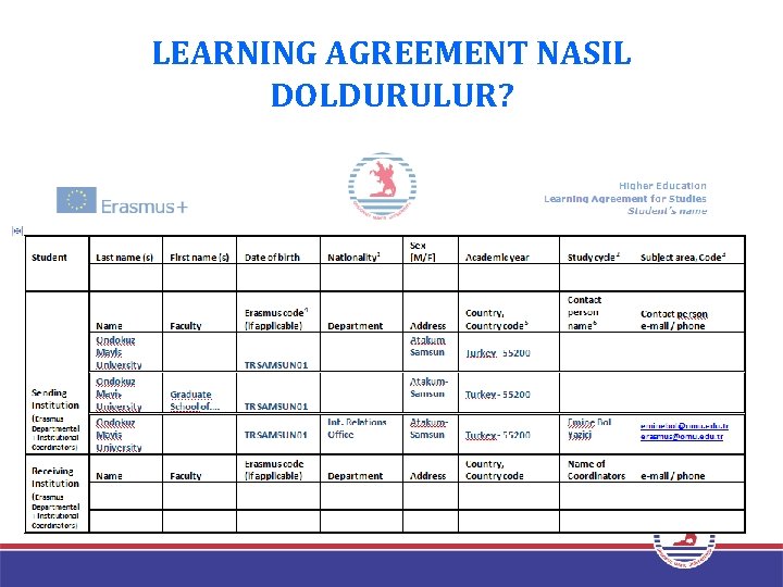 LEARNING AGREEMENT NASIL DOLDURULUR? 