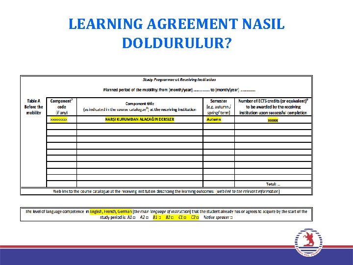 LEARNING AGREEMENT NASIL DOLDURULUR? 