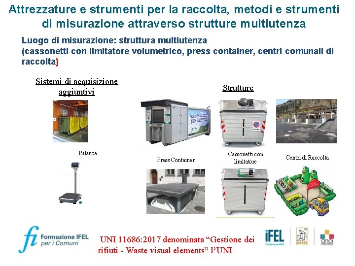 Attrezzature e strumenti per la raccolta, metodi e strumenti di misurazione attraverso strutture multiutenza