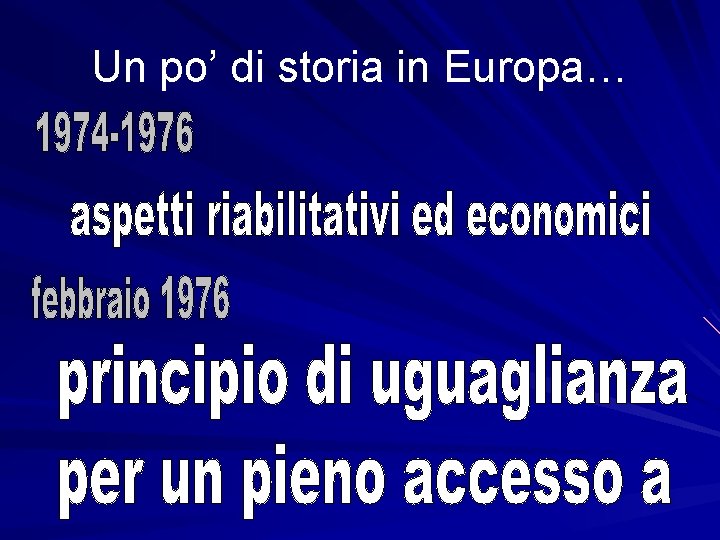 Un po’ di storia in Europa… 