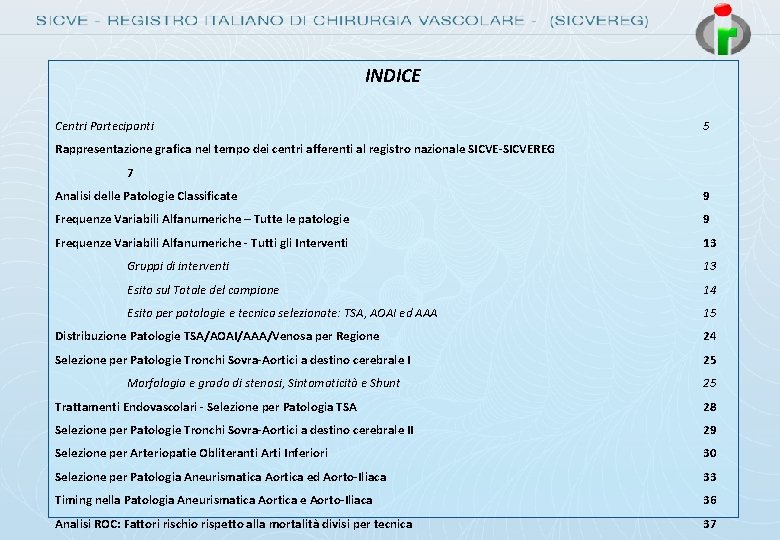 INDICE Centri Partecipanti 5 Rappresentazione grafica nel tempo dei centri afferenti al registro nazionale