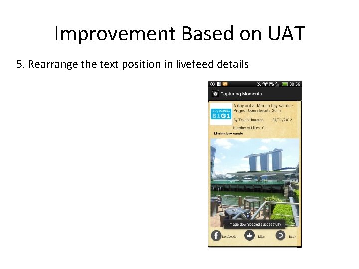 Improvement Based on UAT 5. Rearrange the text position in livefeed details 
