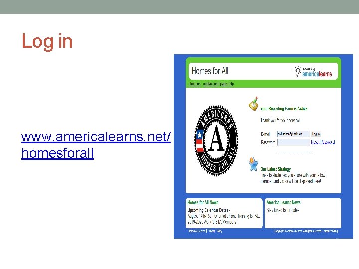 Log in www. americalearns. net/ homesforall Log in www. americalearns. net/ homesforall