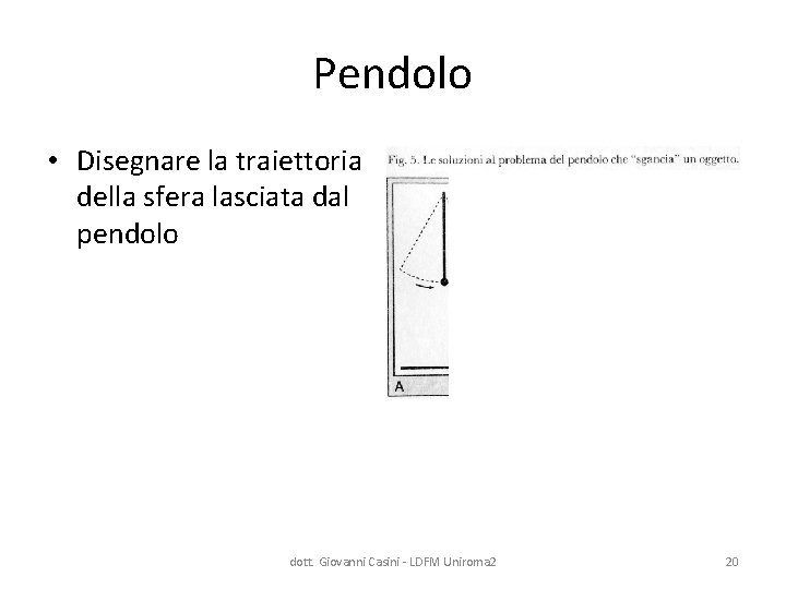 Pendolo • Disegnare la traiettoria della sfera lasciata dal pendolo dott. Giovanni Casini -