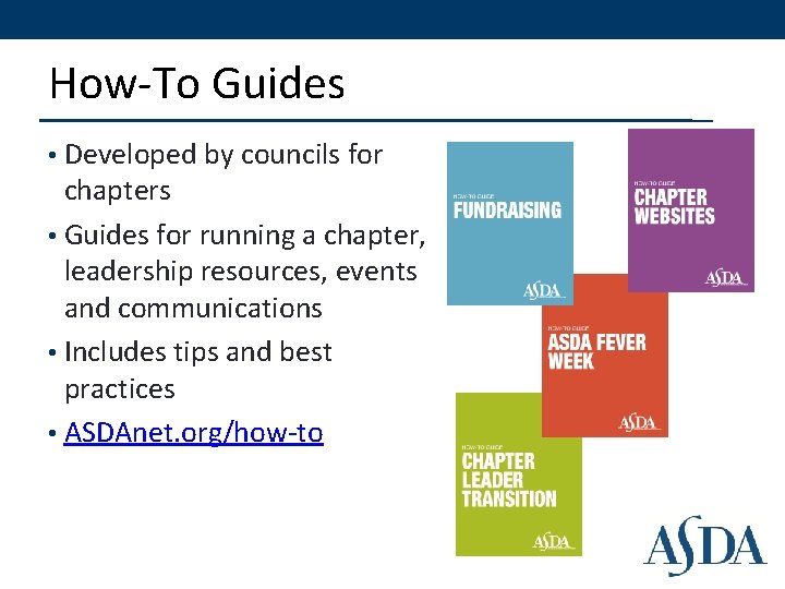 How-To Guides • Developed by councils for chapters • Guides for running a chapter, How-To Guides • Developed by councils for chapters • Guides for running a chapter,
