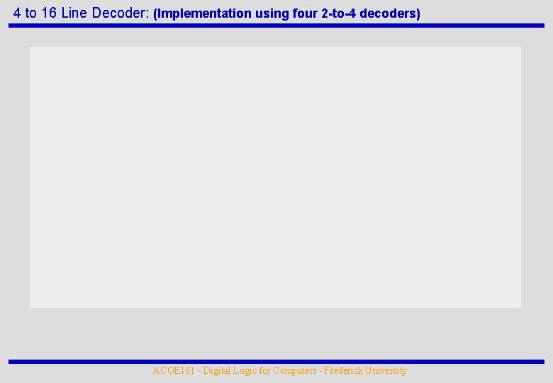 4 to 16 Line Decoder: (Implementation using four 2 -to-4 decoders) ACOE 161 -