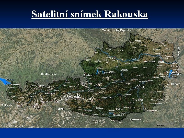 Satelitní snímek Rakouska 