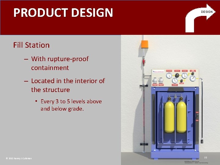 PRODUCT DESIGN Fill Station – With rupture-proof containment – Located in the interior of
