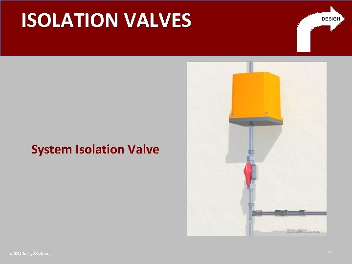 ISOLATION VALVES DESIGN System Isolation Valve © 2011 Ronny J. Coleman 23 
