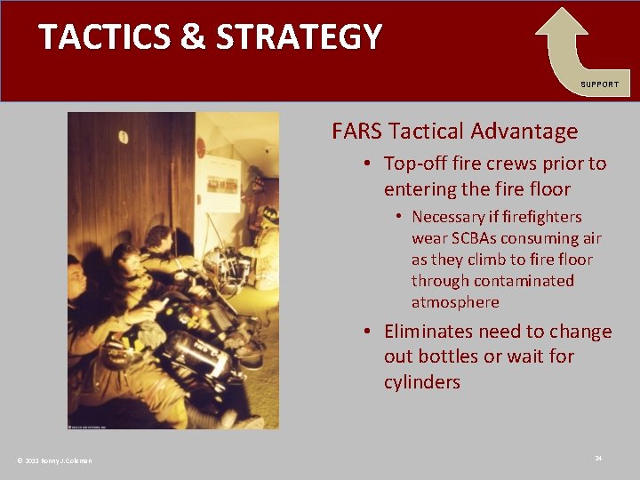TACTICS & STRATEGY SUPPORT FARS Tactical Advantage • Top-off fire crews prior to entering