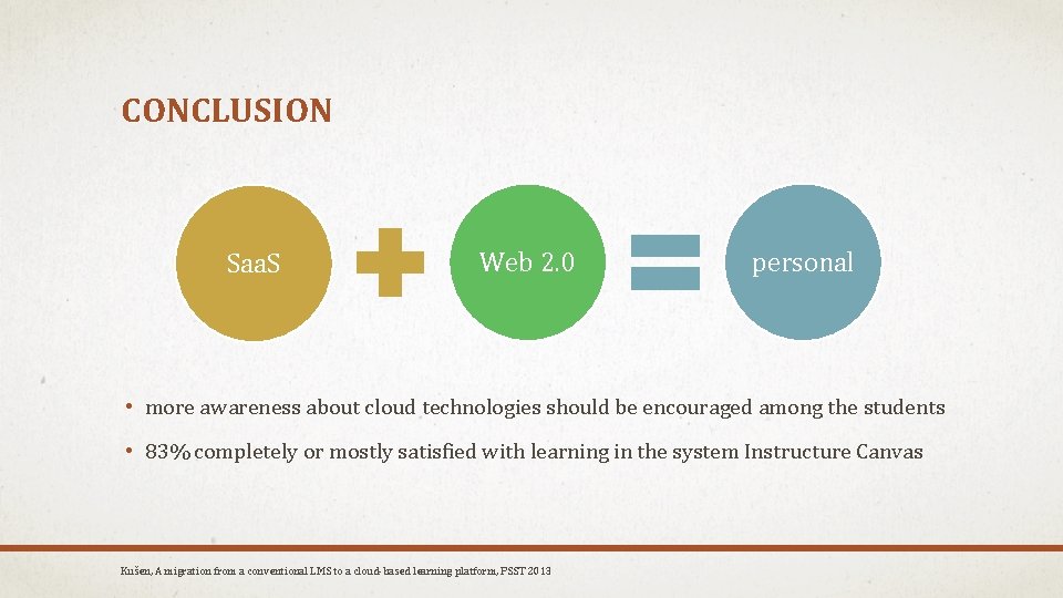 CONCLUSION Saa. S Web 2. 0 personal • more awareness about cloud technologies should