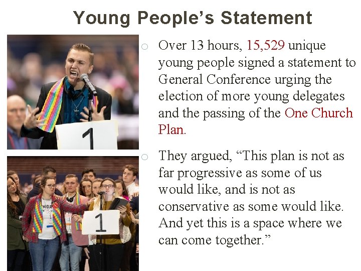 Young People’s Statement o Over 13 hours, 15, 529 unique young people signed a