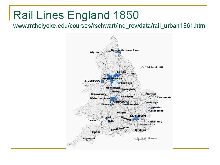Rail Lines England 1850 www. mtholyoke. edu/courses/rschwart/ind_rev/data/rail_urban 1861. html 