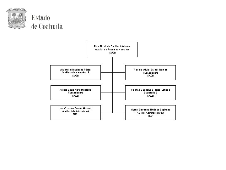 Elva Elizabeth Carriles Cárdenas Auxiliar de Recursos Humanos SO 08 Alejandra Ruvalcaba Pérez Auxiliar