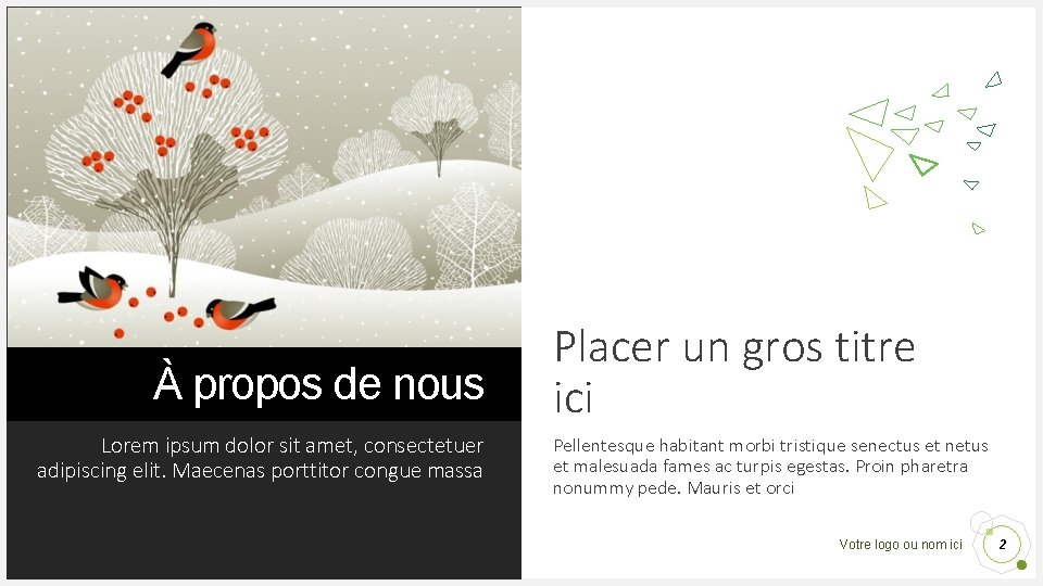 À propos de nous Lorem ipsum dolor sit amet, consectetuer adipiscing elit. Maecenas porttitor