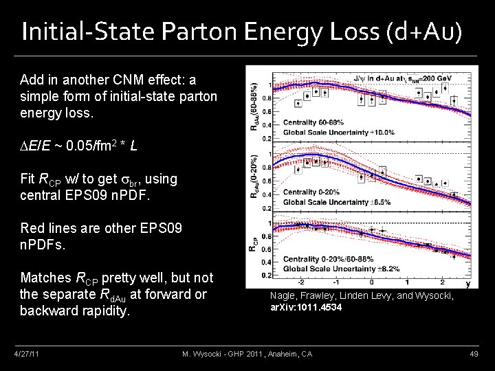 Initial-State Parton Energy Loss (d+Au) Add in another CNM effect: a simple form of