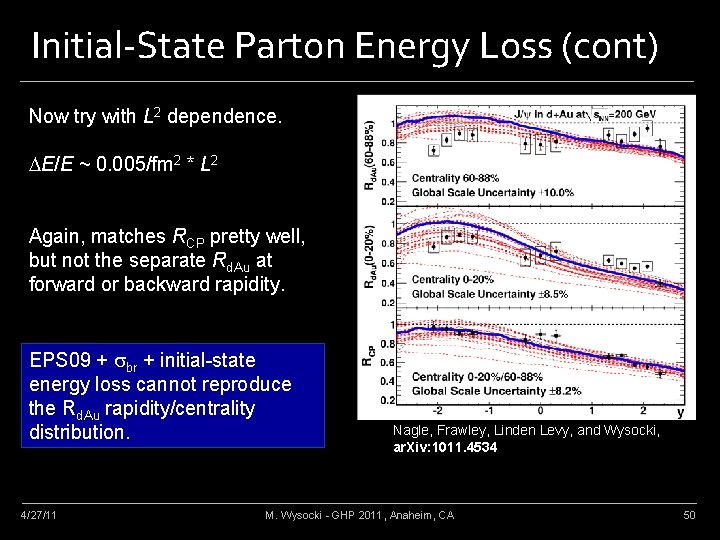 Initial-State Parton Energy Loss (cont) Now try with L 2 dependence. DE/E ~ 0.