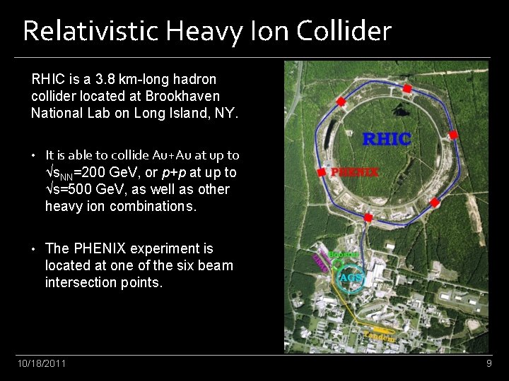 Relativistic Heavy Ion Collider RHIC is a 3. 8 km-long hadron collider located at