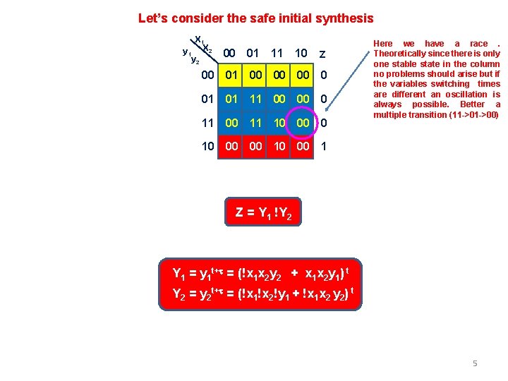 Let’s consider the safe initial synthesis X 1 y 1 X 2 y 2 Let’s consider the safe initial synthesis X 1 y 1 X 2 y 2