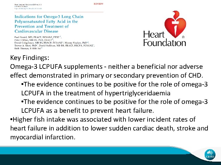 Key Findings: Omega-3 LCPUFA supplements - neither a beneficial nor adverse effect demonstrated in