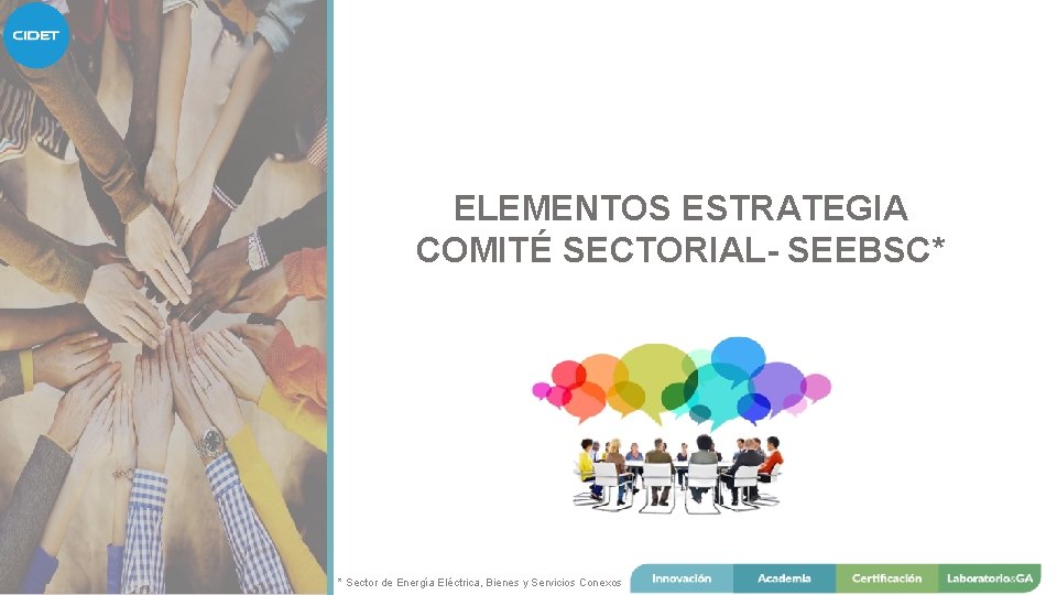 ELEMENTOS ESTRATEGIA COMITÉ SECTORIAL- SEEBSC* * Sector de Energía Eléctrica, Bienes y Servicios Conexos