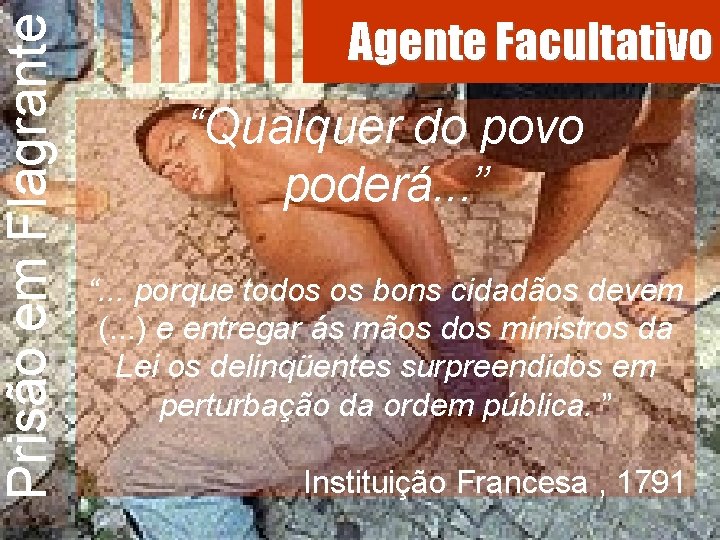 Prisão em Flagrante Agente Facultativo “Qualquer do povo poderá. . . ” “. .