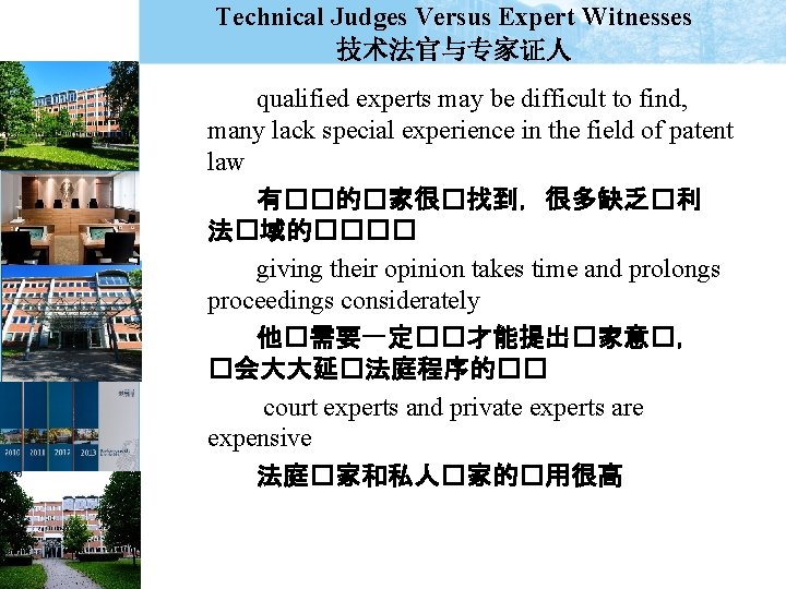 Technical Judges Versus Expert Witnesses 技术法官与专家证人 qualified experts may be difficult to find, many