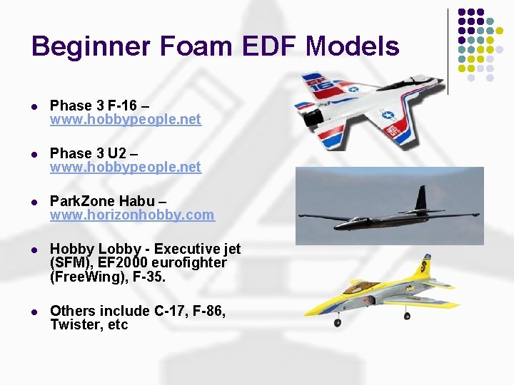 Beginner Foam EDF Models l Phase 3 F-16 – www. hobbypeople. net l Phase