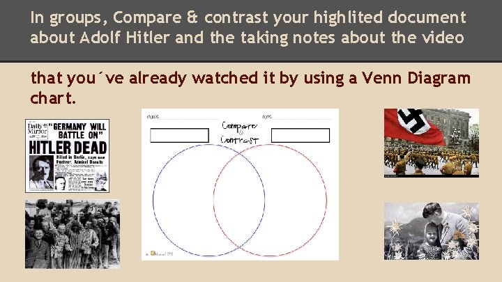 In groups, Compare & contrast your highlited document about Adolf Hitler and the taking