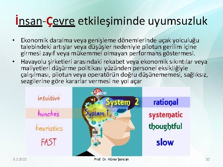 İnsan-Çevre etkileşiminde uyumsuzluk • Ekonomik daralma veya genişleme dönemlerinde uçak yolculuğu talebindeki artışlar veya