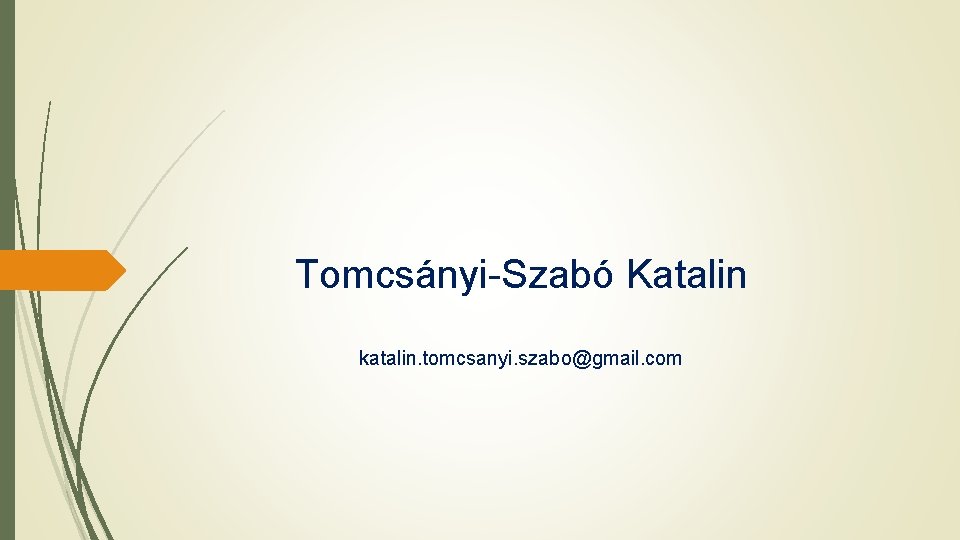 Tomcsányi-Szabó Katalin katalin. tomcsanyi. szabo@gmail. com 