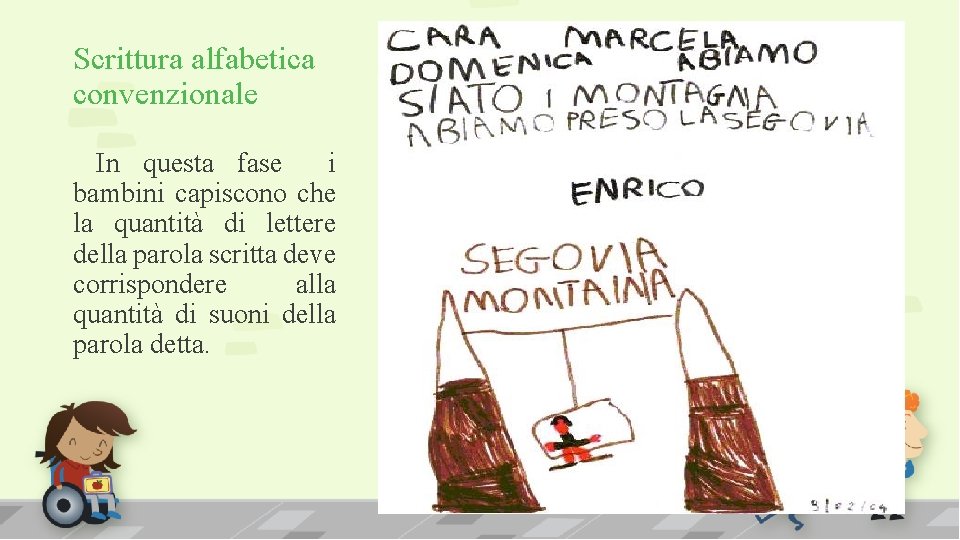 Scrittura alfabetica convenzionale In questa fase i bambini capiscono che la quantità di lettere