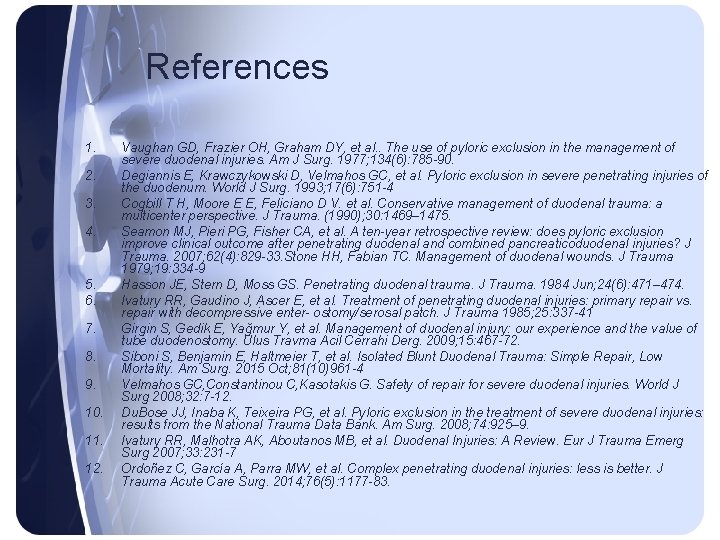 References 1. 2. 3. 4. 5. 6. 7. 8. 9. 10. 11. 12. Vaughan References 1. 2. 3. 4. 5. 6. 7. 8. 9. 10. 11. 12. Vaughan