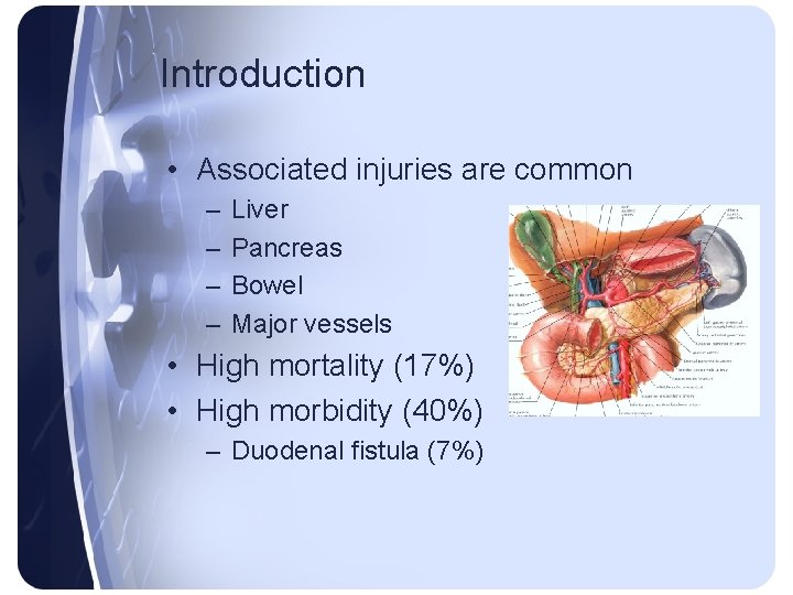 Introduction • Associated injuries are common – – Liver Pancreas Bowel Major vessels • Introduction • Associated injuries are common – – Liver Pancreas Bowel Major vessels •
