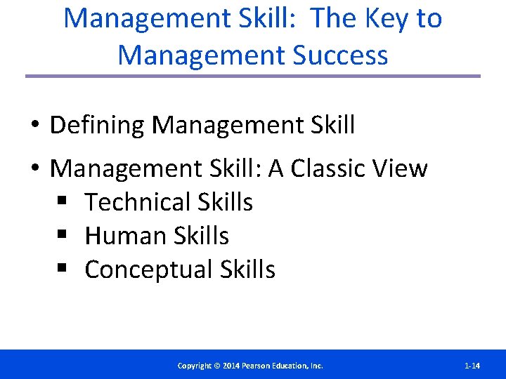Management Skill: The Key to Management Success • Defining Management Skill • Management Skill:
