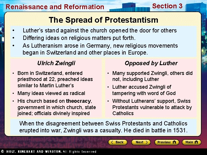 Renaissance and Reformation Section 3 The Spread of Protestantism • • • Luther’s stand