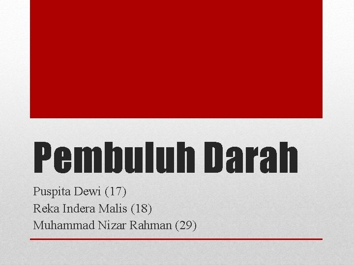 Pembuluh Darah Puspita Dewi (17) Reka Indera Malis (18) Muhammad Nizar Rahman (29) 