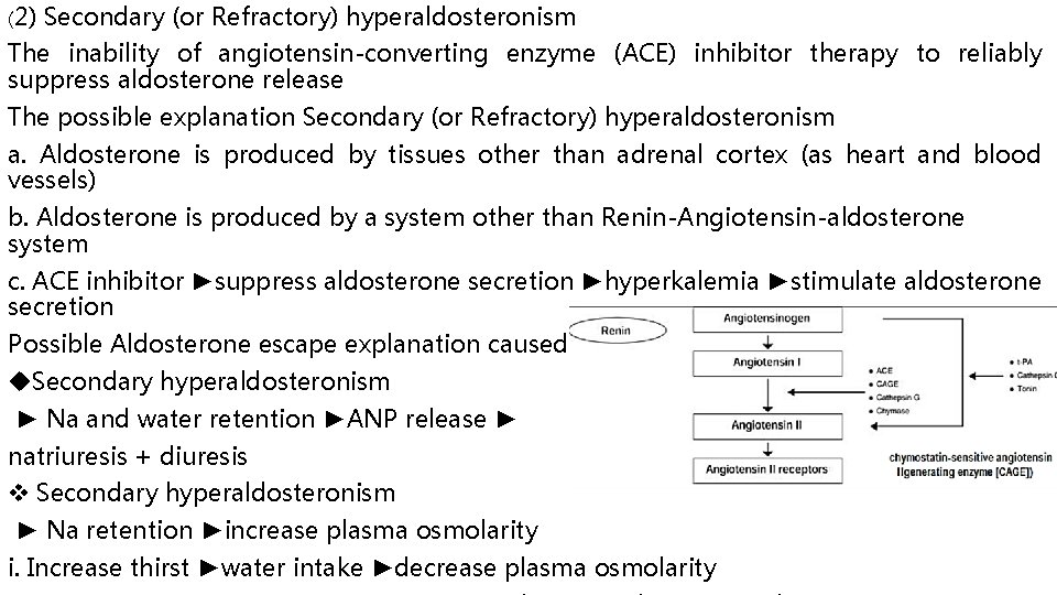 (2) Secondary (or Refractory) hyperaldosteronism The inability of angiotensin-converting enzyme (ACE) inhibitor therapy to