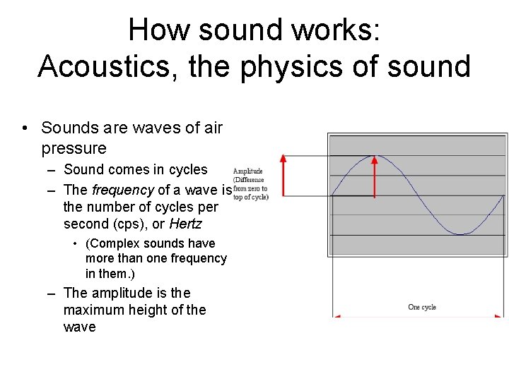 How sound works: Acoustics, the physics of sound • Sounds are waves of air