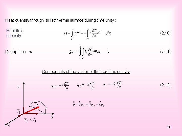 Heat quantity through all isothermal surface during time unity : Heat flux, capacity J/с